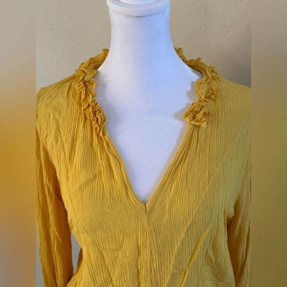 O’Neill Mustard Yellow Long Sleeve Blouse - Picture 3 of 6